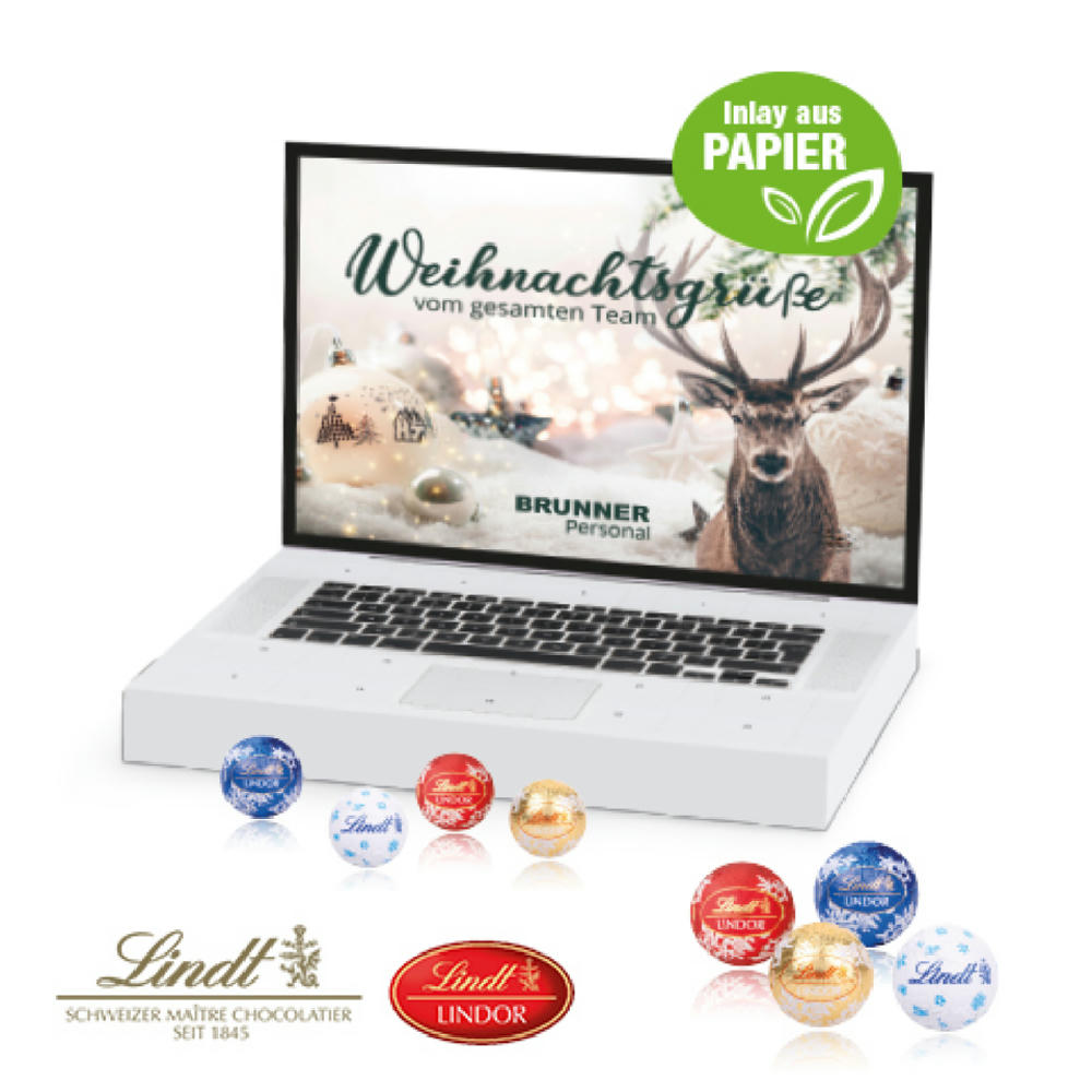 Adventskalender "Laptop" mit Lindt Minis, Inlay aus Papier