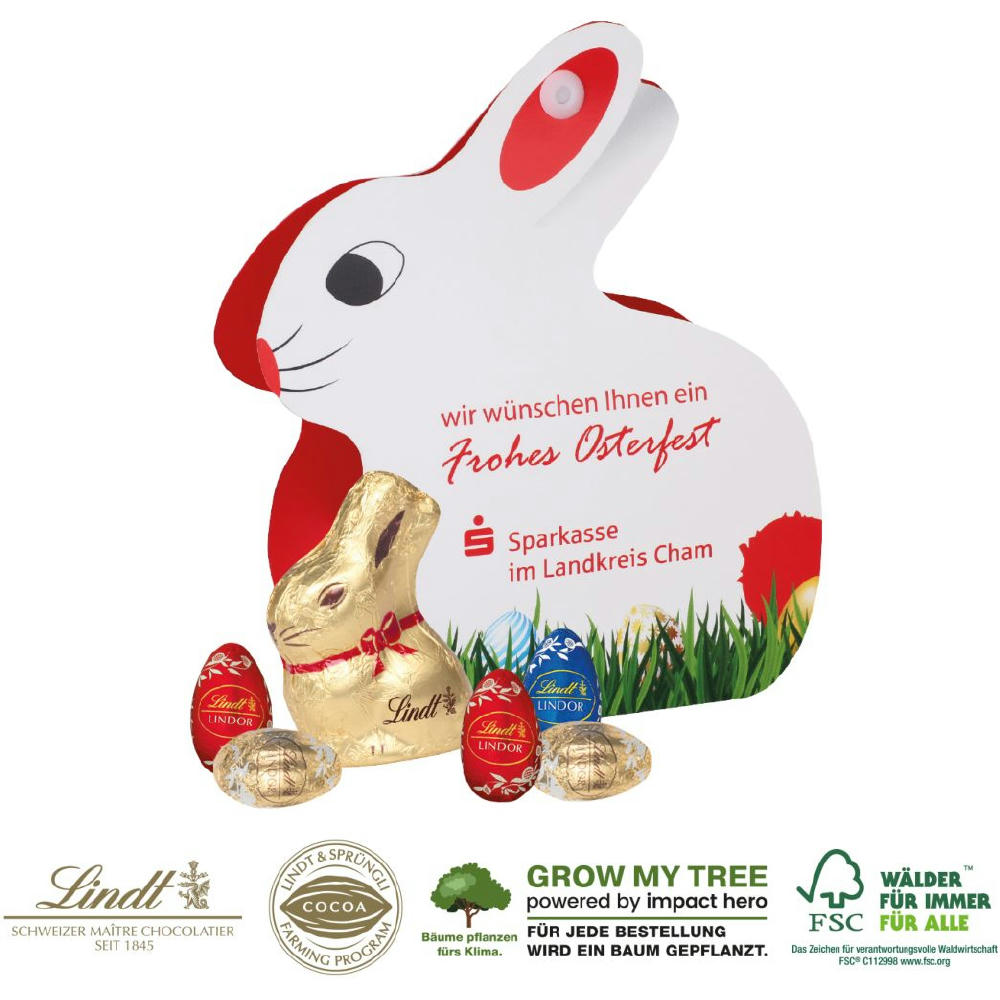 Werbe-Hase mit Schokoladenmischung von Lindt