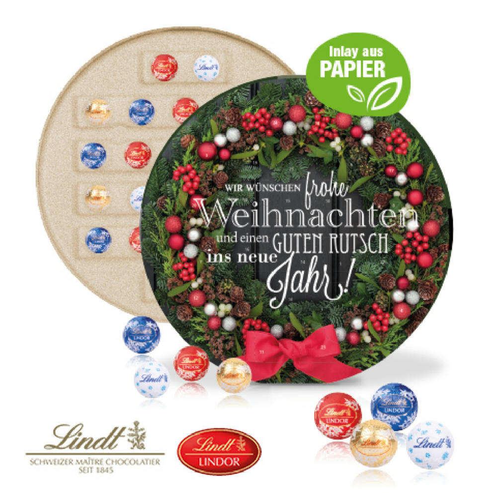 Adventskalender "Centro" mit Lindt Schokolade, Inlay aus Papier