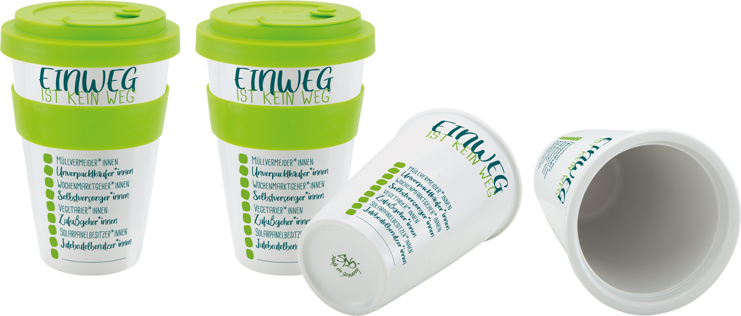 Porzellanbecher "Coffee2Go L" Made in Germany
