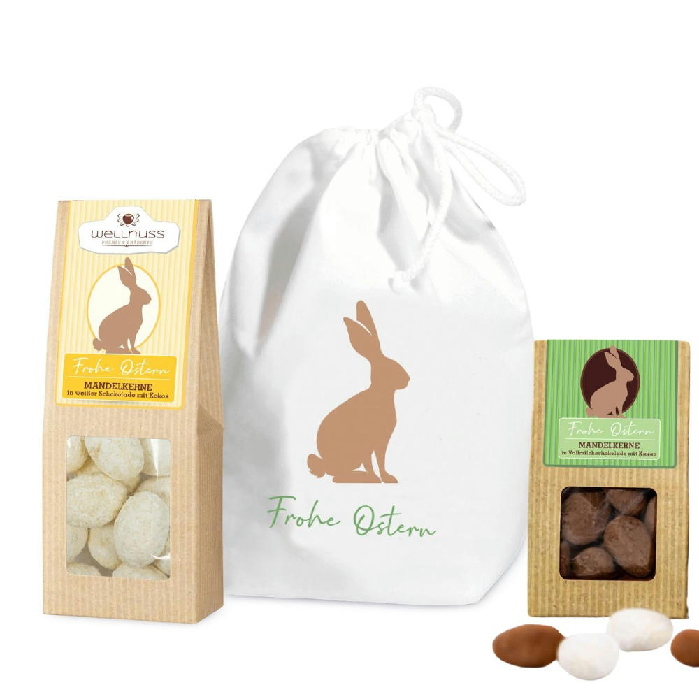 1 Faltschachteln und 1 Mini Faltschachtel im Baumwollsäckchen - Oster-Edition