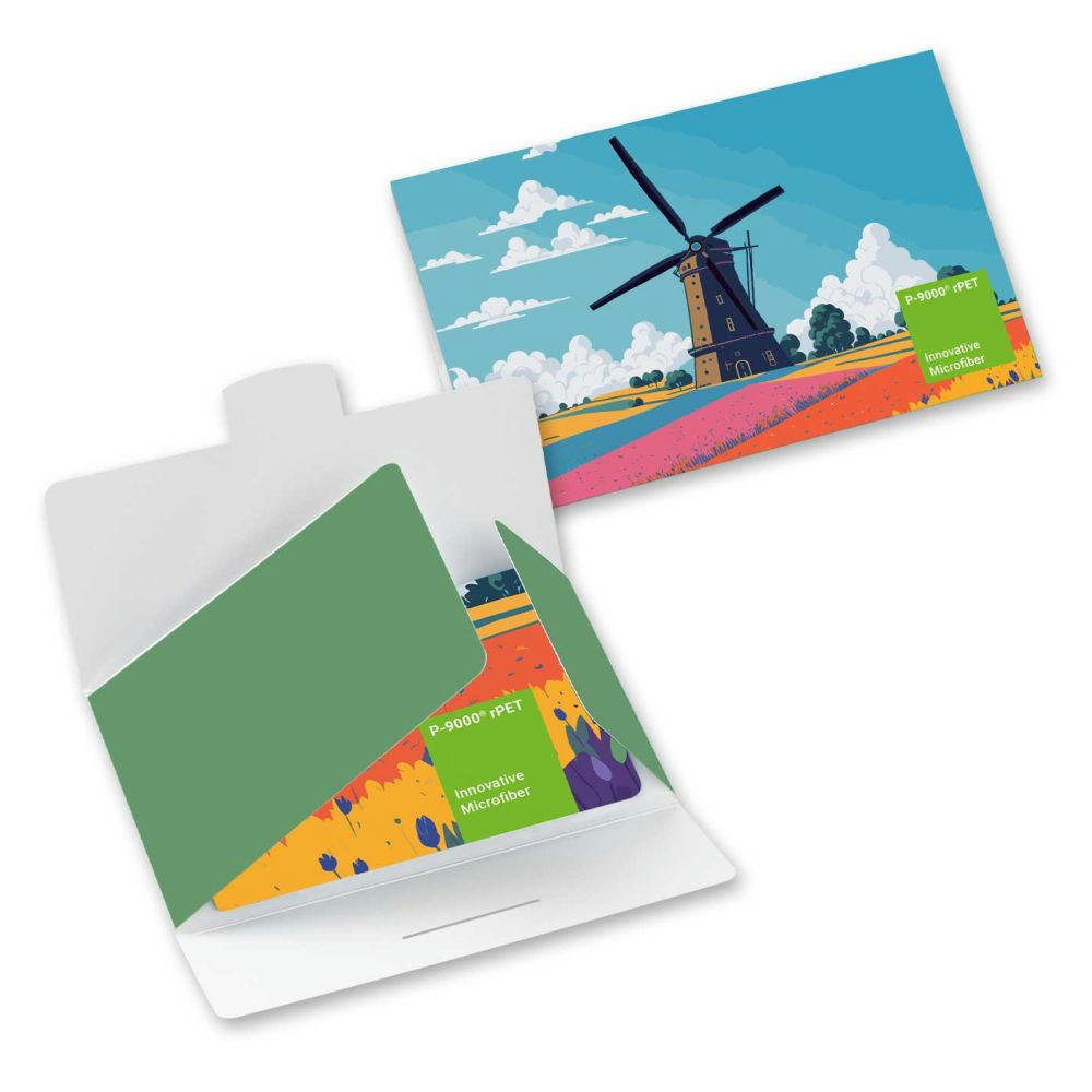 POLYCLEAN rPET Displaytuch 21x15 cm im Papieretui, All-Inclusive-Paket